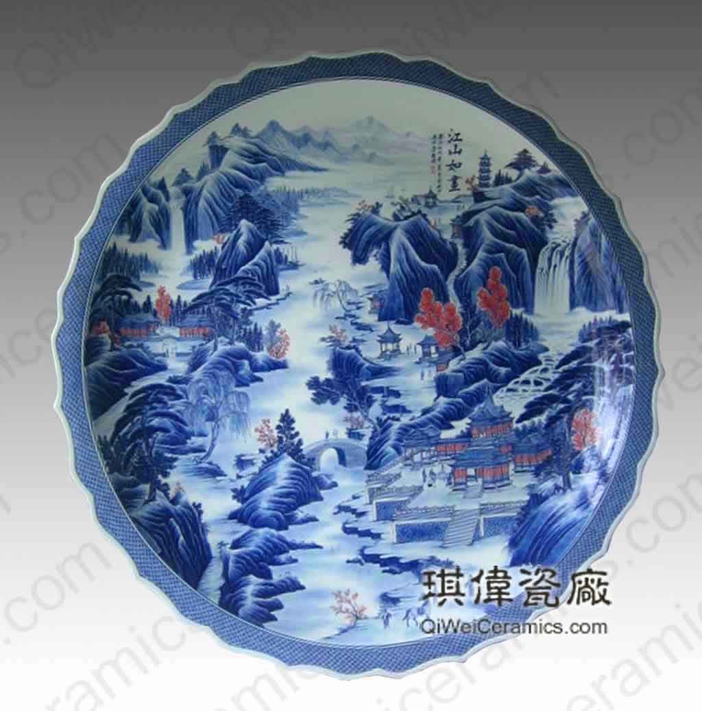 供应景德镇陶瓷大礼品 开业礼品、乔迁礼品、庆典礼品景德镇陶瓷装饰大瓷盘